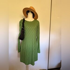 Reformation Green Polka Dot Long Sleeve Dress